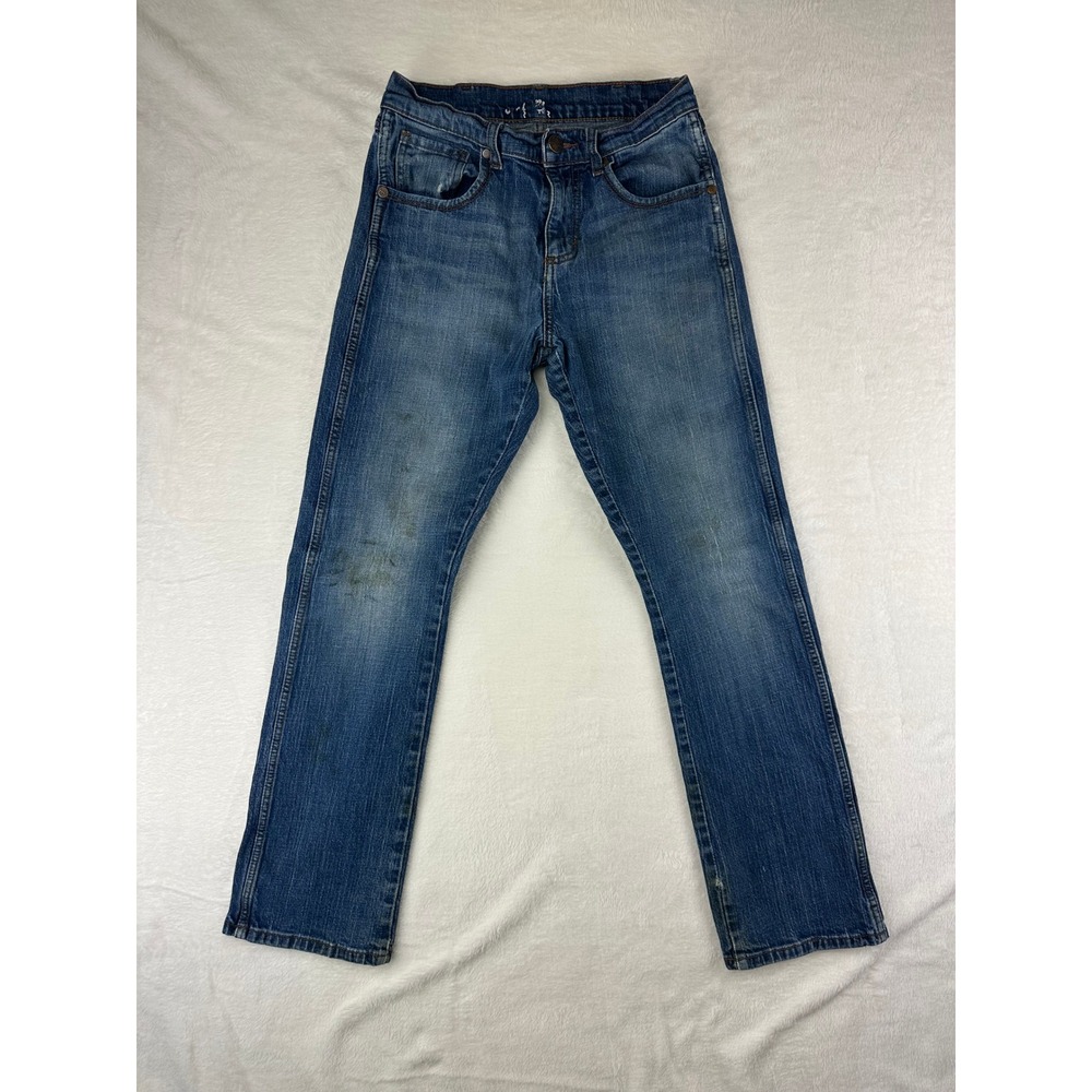 Wrangler Jeans Men Jackson Straight 28x30 Blue Denim Workwear Stained Distressed